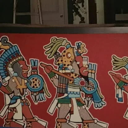 Aztec warrior mural